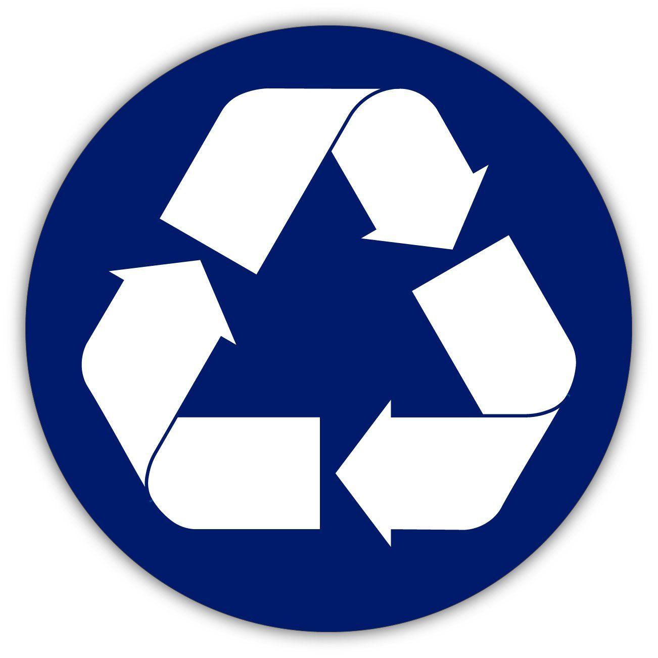 Blue Recycle Logo - Recycling Recycle Bin Symbol Blue Recycle Sign Sticker Decal 4x4 ...
