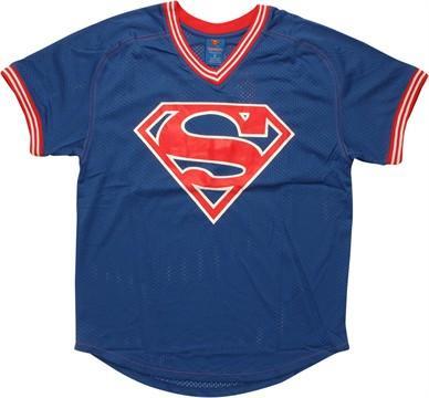 Sports Superman Logo - Superman Logo 00 Athletic V Neck Jersey Shirt (MD)