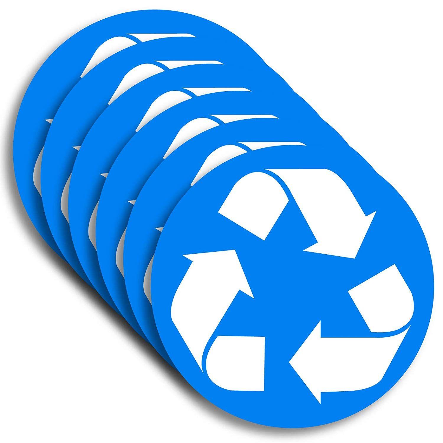 Blue Recycle Logo - Pack (5in X 5in White Blue) Recycle Logo Sticker To