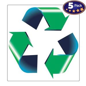 Blue Recycle Logo - Oversized 8in Recycle Symbol Sticker 5 Pack Green White & Blue ...