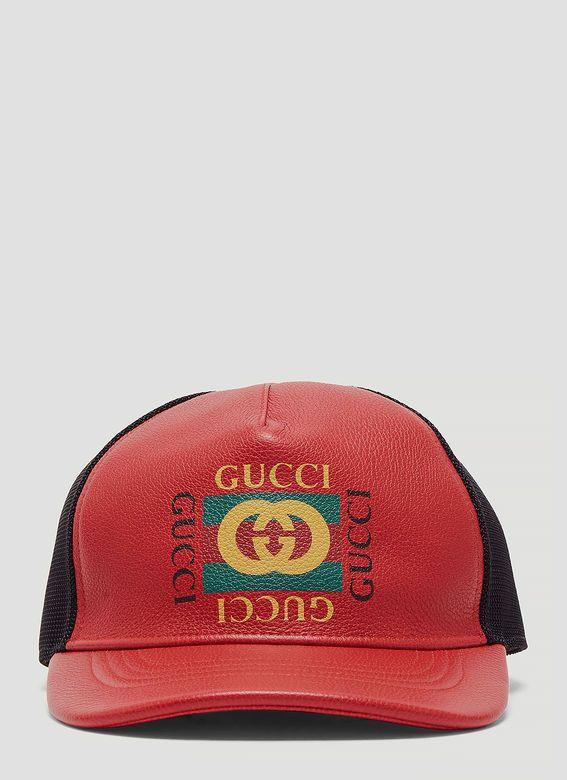CC Baseball Logo - Gucci Logo Print Leather Baseball Hat | LN-CC