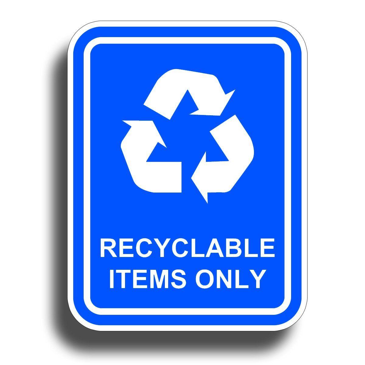 Blue Recycle Logo - Amazon.com : Recycling Items Only Sticker Vinyl Die Cut Recycling ...
