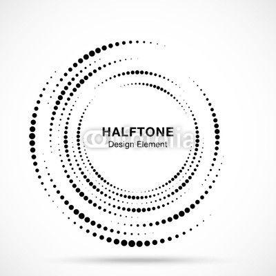 Round Swirl Logo - Halftone vortex circle frame dots logo isolated on white background