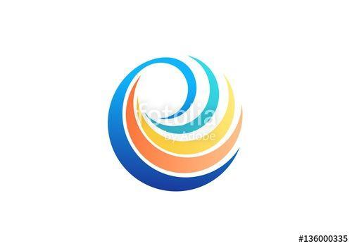Round Swirl Logo - sphere spiral elements logo, abstract global twist symbol, beauty