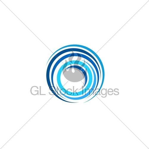 Round Swirl Logo - Sphere Circle Elements Swirl Logo, Abstract Blue Waves Sp. · GL