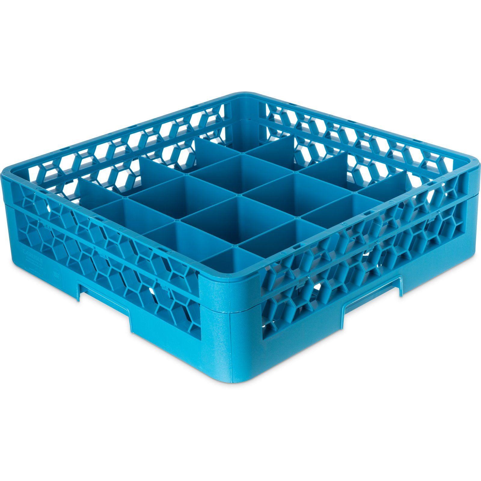 Blue Tilted Square Logo - RC16-114 - OptiClean™ 16-Compartment Divided Tilted Glass Rack with ...