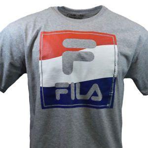 Red White and Blue Clothing and Apparel Logo - FILA Mens Tee T Shirt S M L XL 2XL 3XL Red White Blue Logo Sports