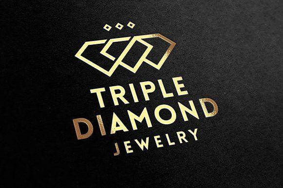 Diamond Design Logo - Triple Diamond Jewelry Logo Logo Templates Creative Market