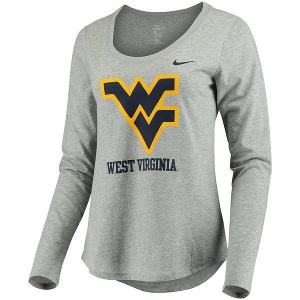 West Virginia Mountaineers Logo - Women's Nike Heathered Gray West Virginia Mountaineers Logo Long ...