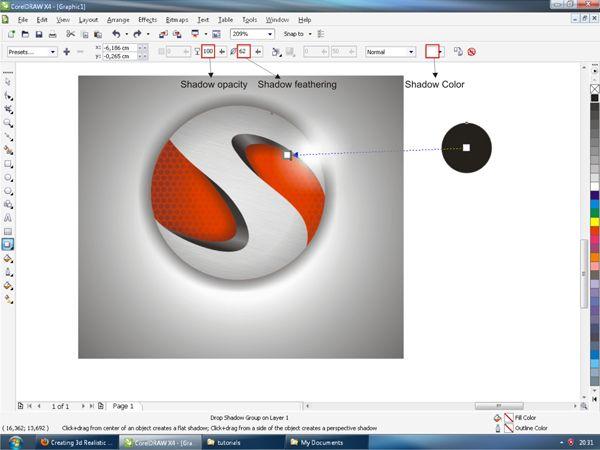 White with Red S Logo - Create a Realistic 3D Sphere Logo from Scratch Using CorelDraw