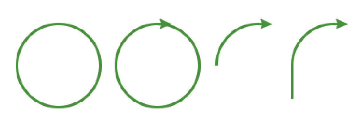 Arching Circle with Line Black Green Logo - drawing to efficiently draw bent or curved lines or arrows