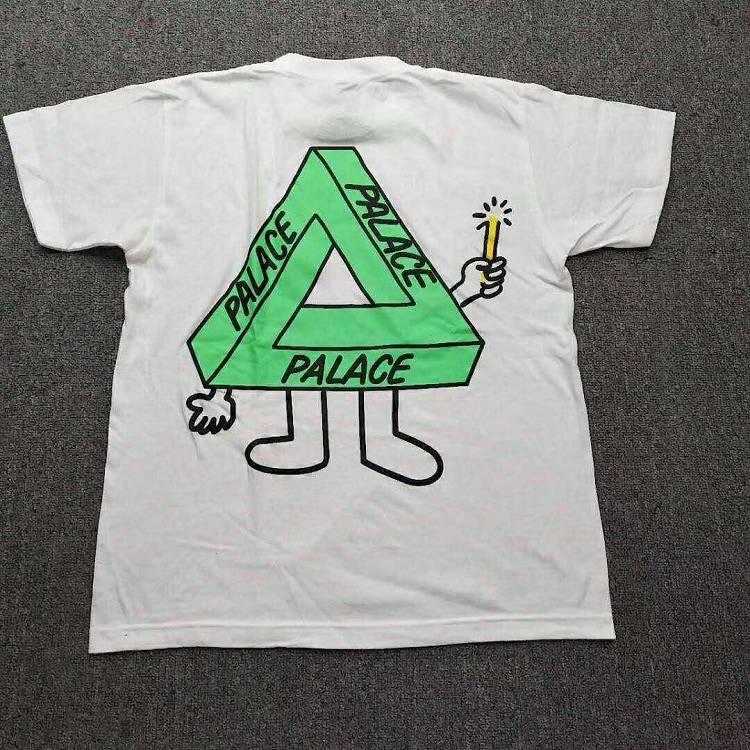 Green Triangle Clothing Logo - Hot Palace Cartoon Green Triangle White Tee Online for Sale, Buy Jackets