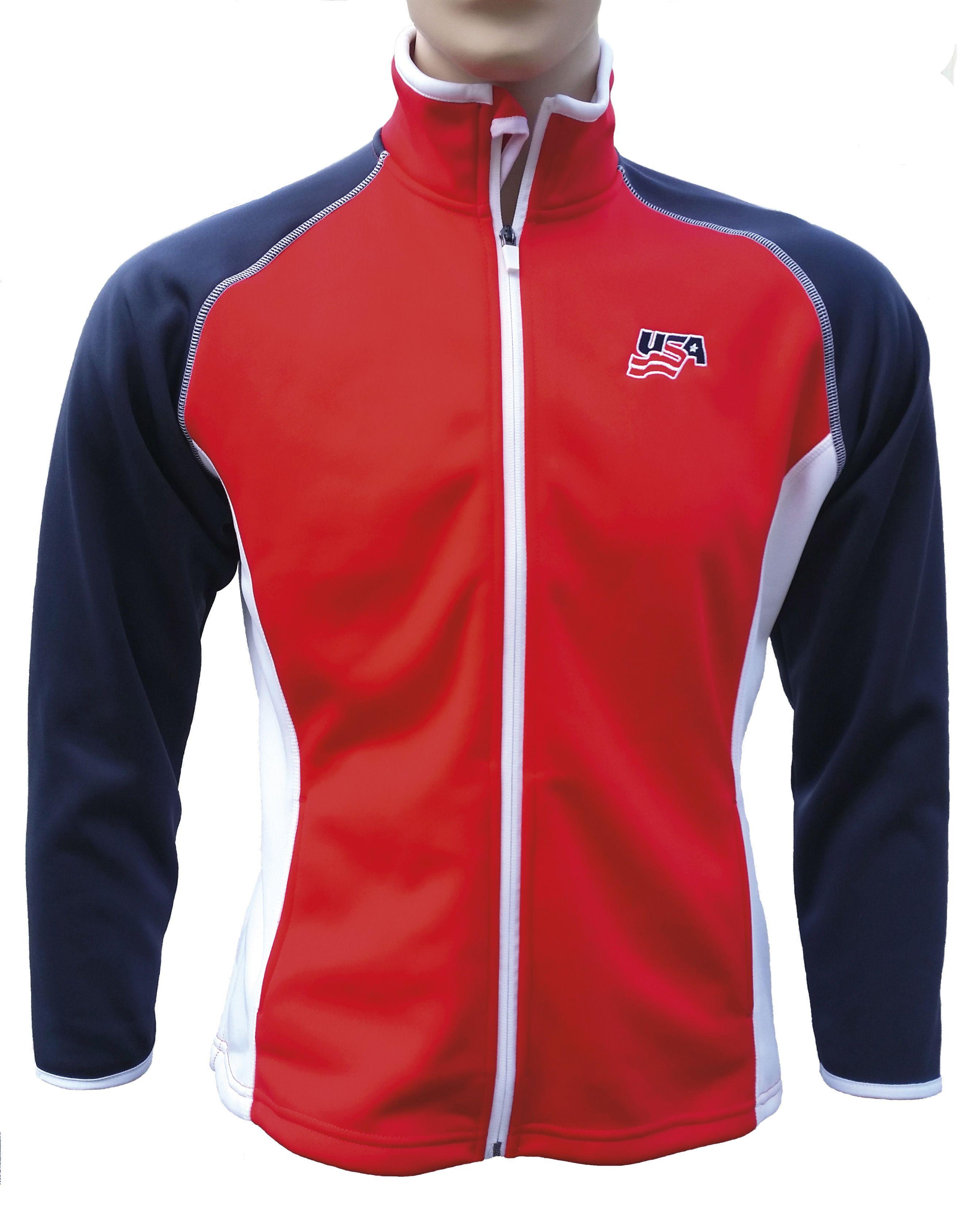 Red White and Blue Clothing and Apparel Logo - US Ladies Polyflex RED, WHITE & BLUE Full Zip Jacket