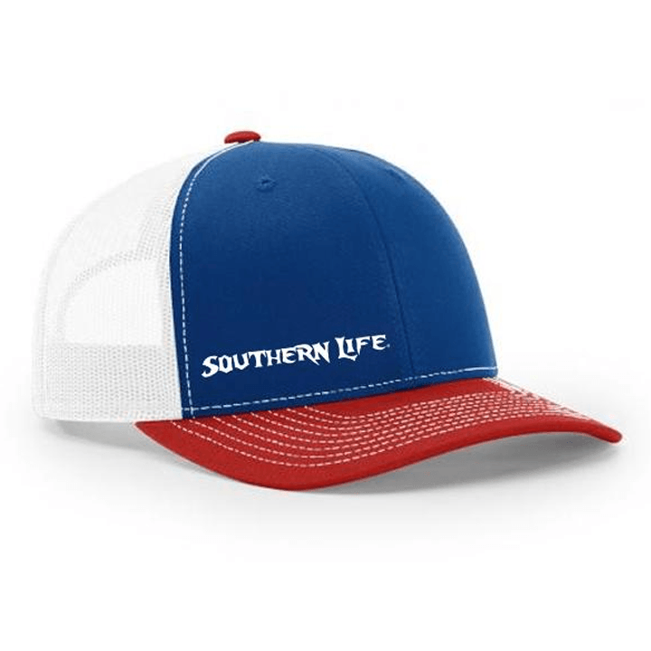 Red White and Blue Clothing and Apparel Logo - Red, White & Blue Southern Life Snap Back Hat
