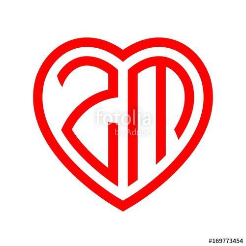 Heart Shaped Letters Logo - initial letters logo zm red monogram heart love shape Stock image