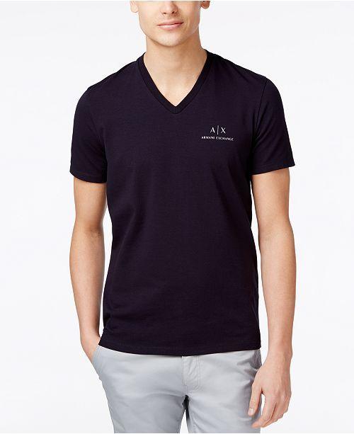 Armani Exchange Clothing Logo - A. X Armani Exchange Men's AX Signature Logo V Neck T Shirt