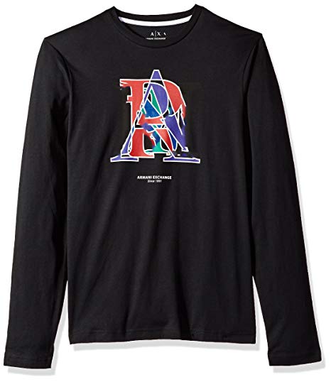 Armani Exchange Clothing Logo - A. X Armani Exchange Men's Ls Crew Neck Combined Letter