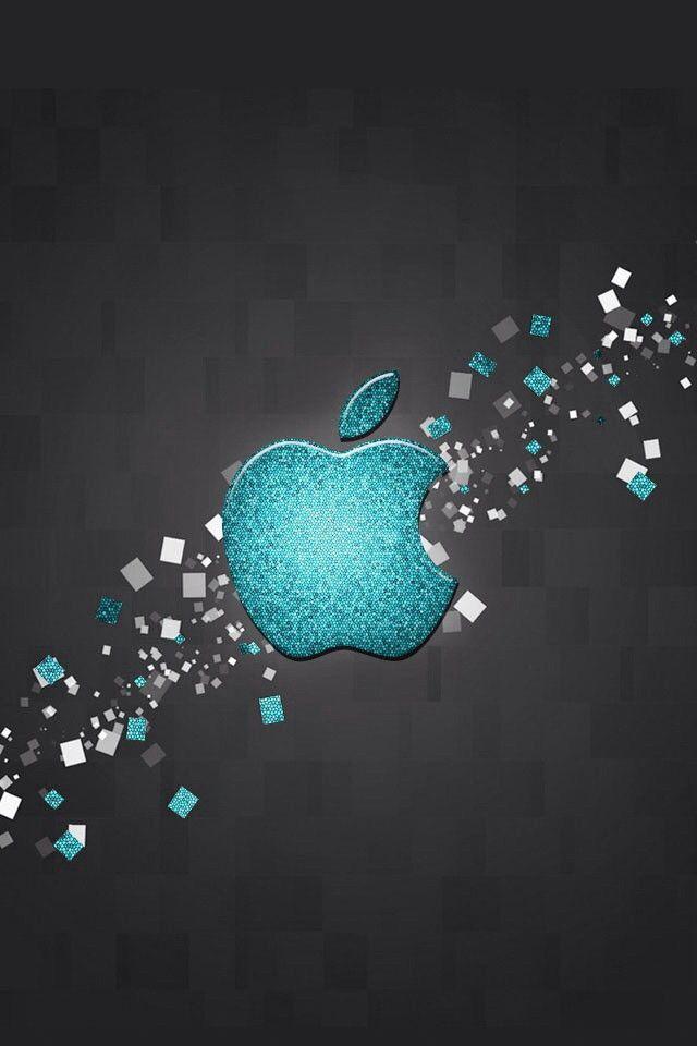Sparkly Blue Apple Logo - 640x960px Glitter iPhone Wallpaper