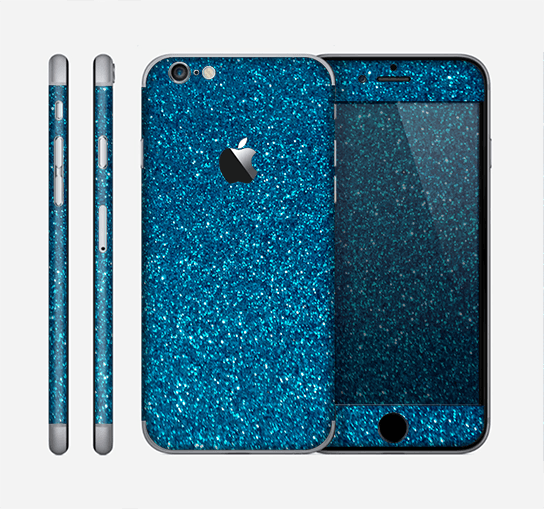 Sparkly Blue Apple Logo - The Blue Sparkly Glitter Ultra Metallic Skin for the Apple iPhone 6 ...