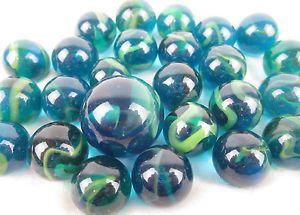 Blue and Green Swirl Logo - 25 Glass Marbles SEA TURTLE Sea Blue/Green Translucent Game Pack ...