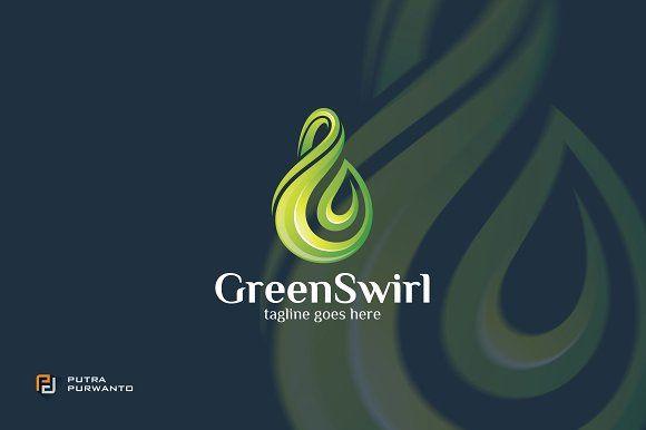 Blue and Green Swirl Logo - Green Swirl / Leaf Template Logo Templates Creative Market