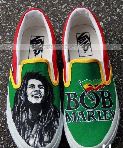 Custom Vans Logo - Custom Bob Marley Vans Custom Vans | HandPaintedShoes on ArtFire