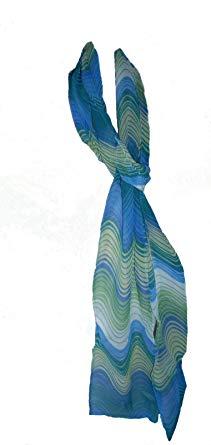 Blue and Green Swirl Logo - BHS Blue Green Swirl Retro Scarf Short Lightweight Skinny Silky Feel ...