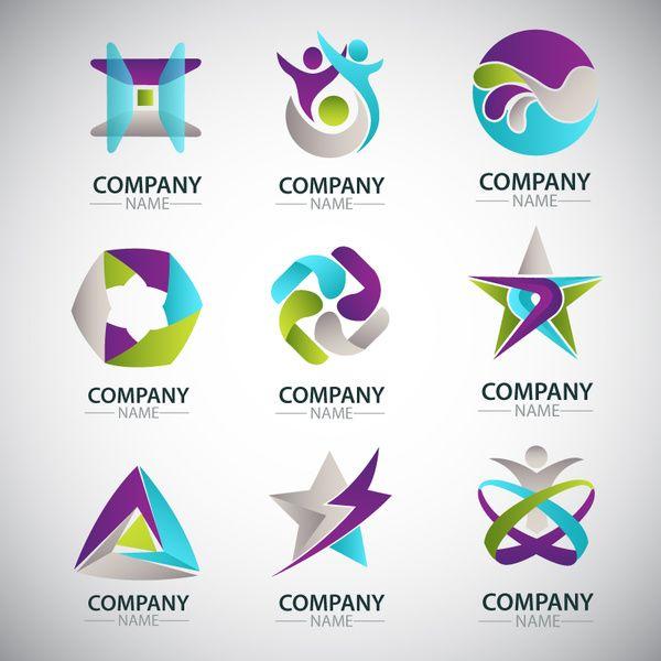 Corporate Logo - Corporate logo sets design with various shapes Free vector in Adobe ...