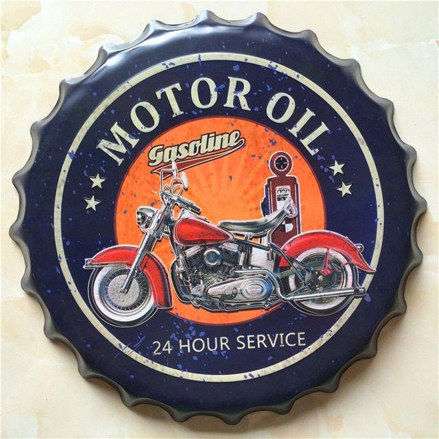 Vintage Painting Logo - MOTOR OIL Large Beer Cover Tin Sign Logo Plaque Vintage Metal ...