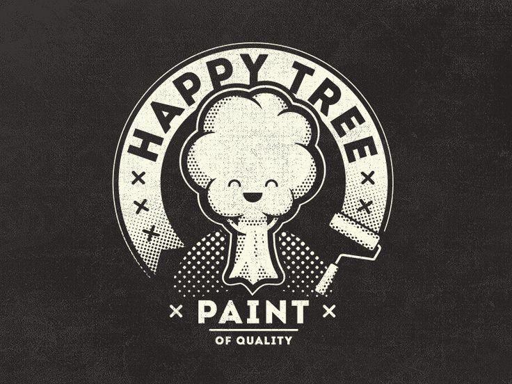 Vintage Painting Logo - Happy Tree Paint Vintage Fantasy Logo | Logo's & Wordmarks ...
