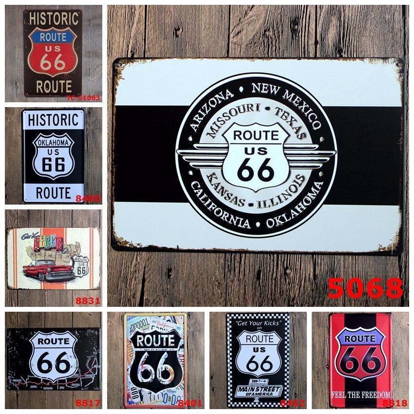 Vintage Painting Logo - 2019 Route 66 Tin Sign Logo Plaque Vintage Metal Painting Wall ...