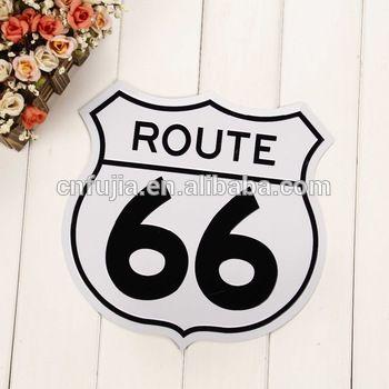 Vintage Painting Logo - Hot Sell Painting Embossed Logo Wall Hanging Metal Sign Route 66 For ...
