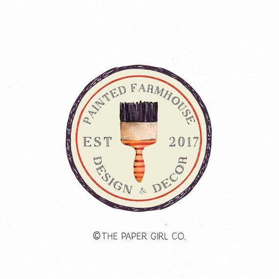 Vintage Painting Logo - paint brush logo vintage logo design refurbished furniture | Etsy