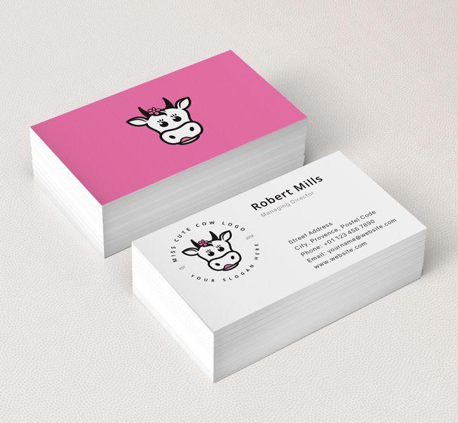 Cute Business Logo - Cute Cow Logo & Business Card Template Design Love