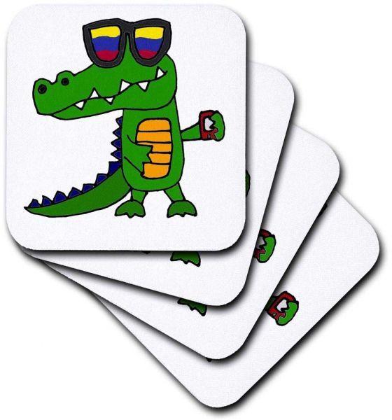 Cool Alligator Logo - 3D Rose Funny Cool Alligator in Sunglasses with Cell Phone Soft