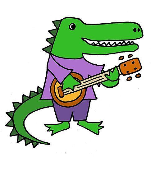 Cool Alligator Logo - Funky Cool Alligator Playing Banjo