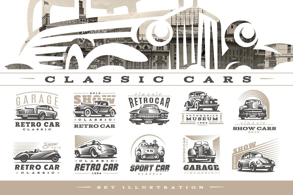 Classic Car Logo - Classic cars logo in Logo Templates on Yellow Image Creative Store