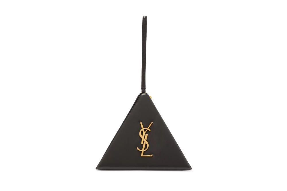 Black Triangle Pyramid Logo - Saint Laurent's Black Leather Pyramid Logo Bag | HYPEBAE