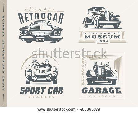 Classic Car Logo - Classic cars logo illustrations on light background. Set | Ideas ...