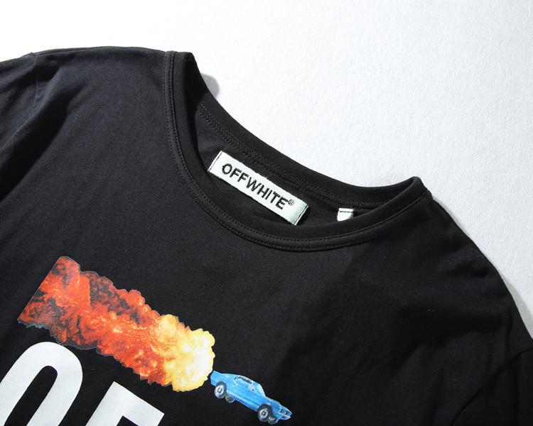 Off White Brand Flame Logo - Off White Flame Car Pattern T Shirt