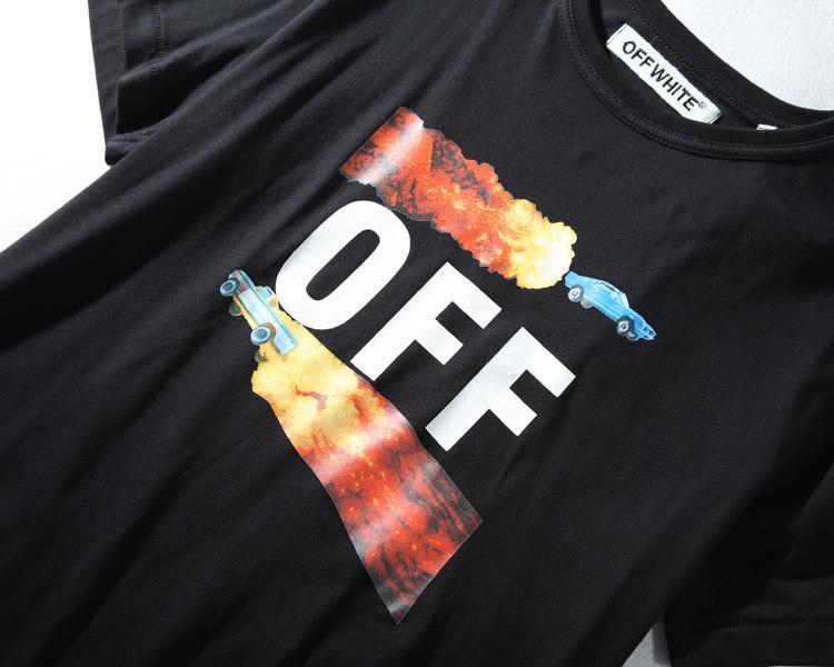 Off White Brand Flame Logo - Off White Flame Car Pattern T-Shirt