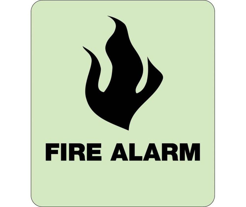 Off White Brand Flame Logo - Braille Glow Fire Alarm 8x8 ADA Sign - Aris Industrial Supply