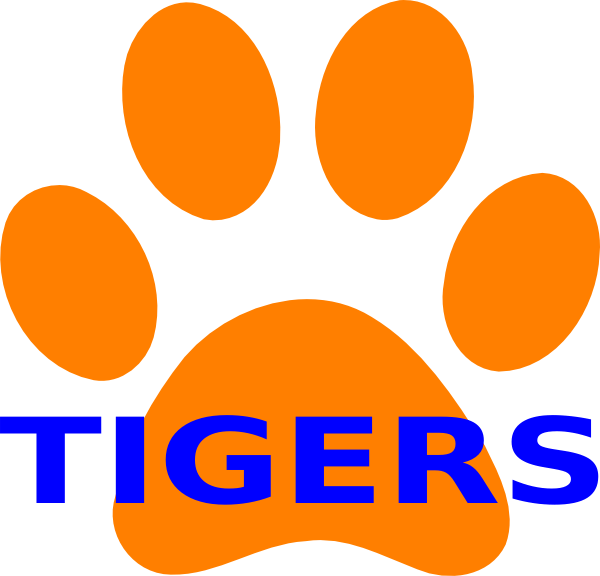 Blue and Orange Tiger Logo - Orange Paw Print Tigers Clip Art at Clker.com - vector clip art ...