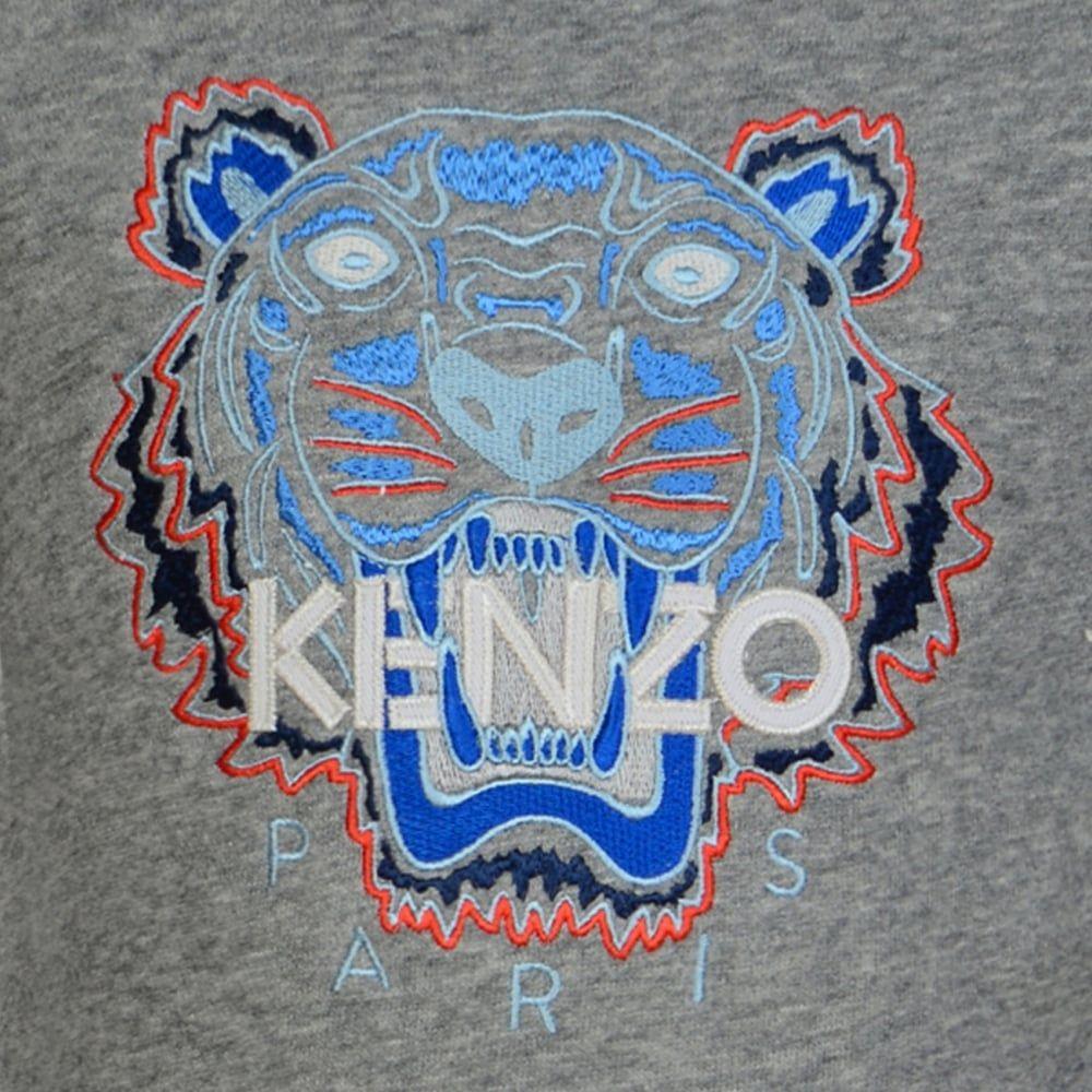 Blue and Orange Tiger Logo - Kenzo Kids Baby Boys Grey Sweatshirt with Blue and Orange Tiger Logo ...