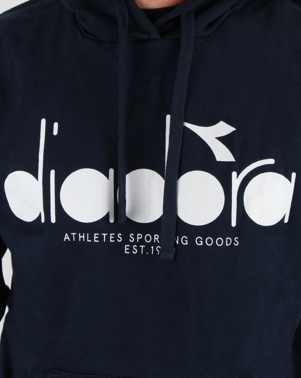 Diadora Logo - Diadora Logo Hoodie Blue Denim, Men's, Jumper