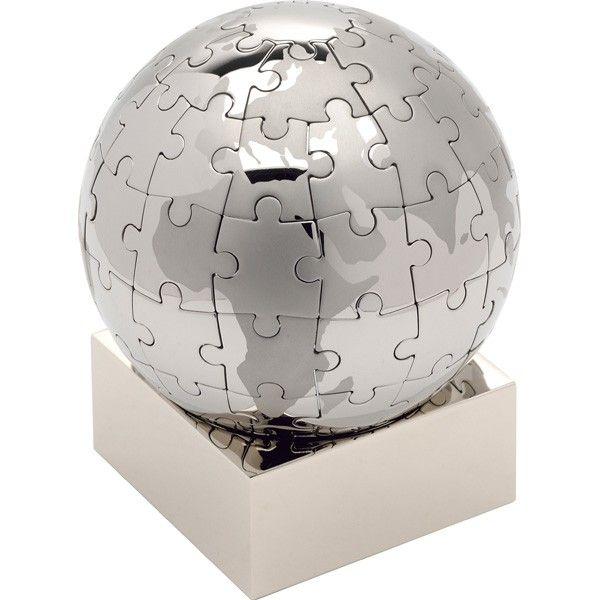 Puzzle Globe Logo - 25 Chrome Puzzle Globe Executive Desk Toy | Corporate Gifts