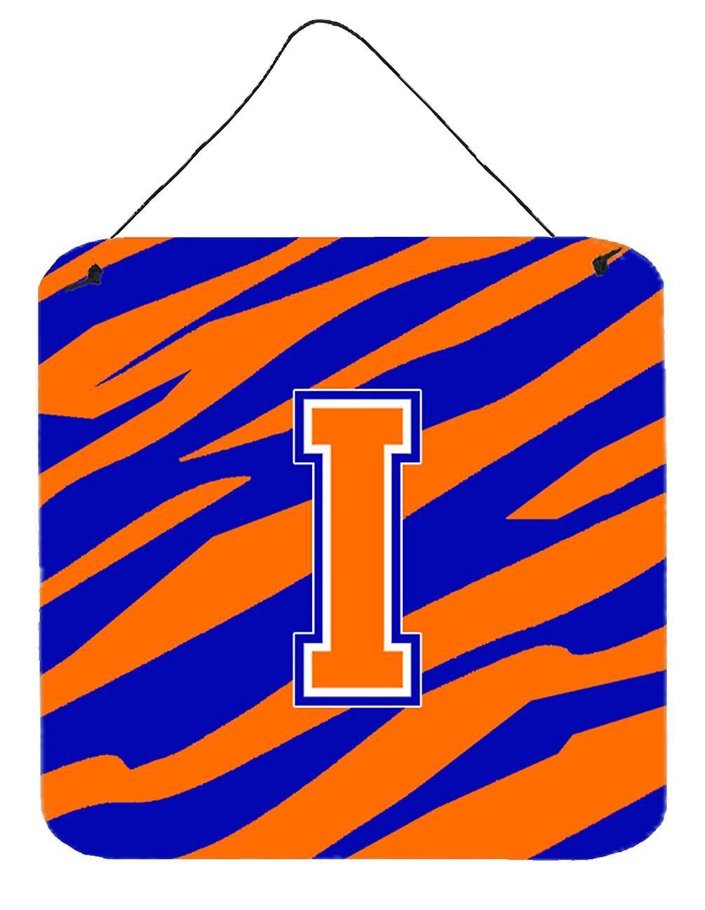 Blue and Orange Tiger Logo - Letter I Initial Tiger Stripe - Blue Orange Wall or Door Hanging ...