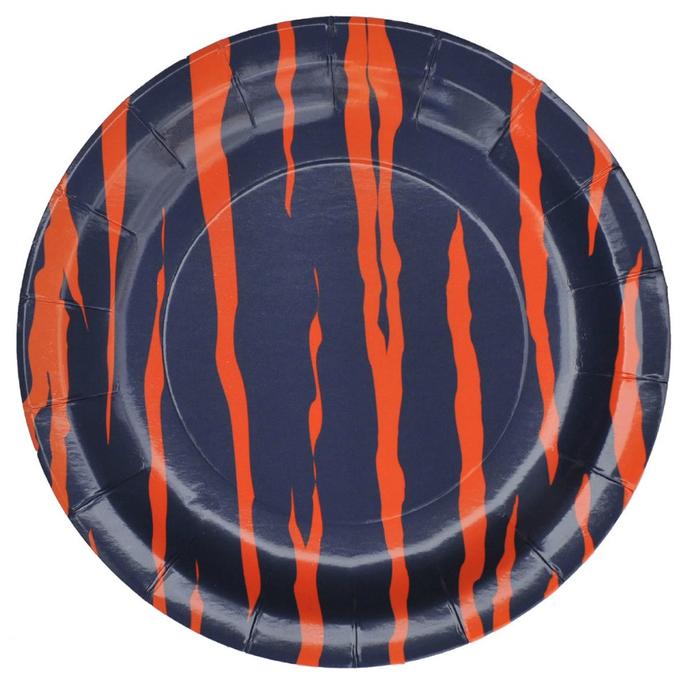 Blue and Orange Tiger Logo - Plates, Blue Orange Tiger Stripe 7in Paper 8Pk — Gulf Coast Beads