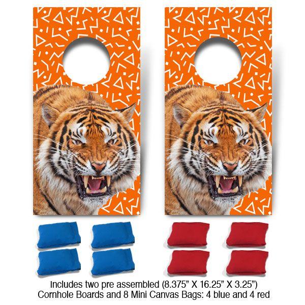 Blue and Orange Tiger Logo - Fun & Games :: Fun Size Cornhole :: Orange Tiger Fun Size Cornhole Set