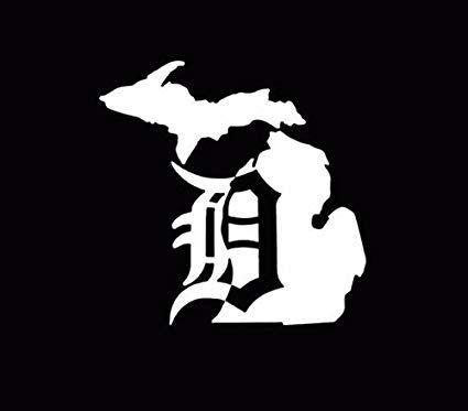 Detroit D Logo - Amazon.com: Michigan Mitten Old English D Detroit Tigers Vinyl Decal ...